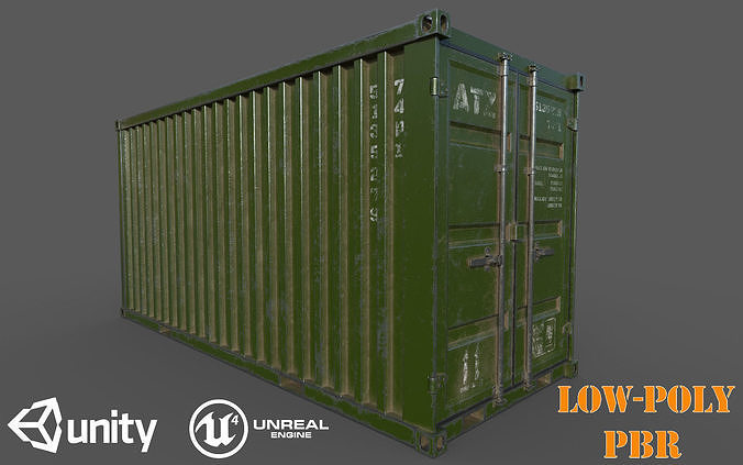 Green Shipping Container PBR Low-Poly 3D Game Ready Model Low-poly 3D model