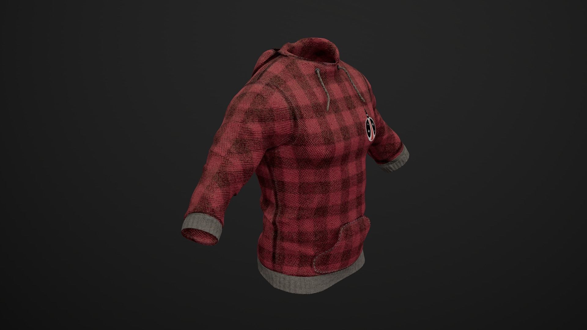 Sweatshirt PBR GameReady plaid hoodie Low-poly 3D model_1