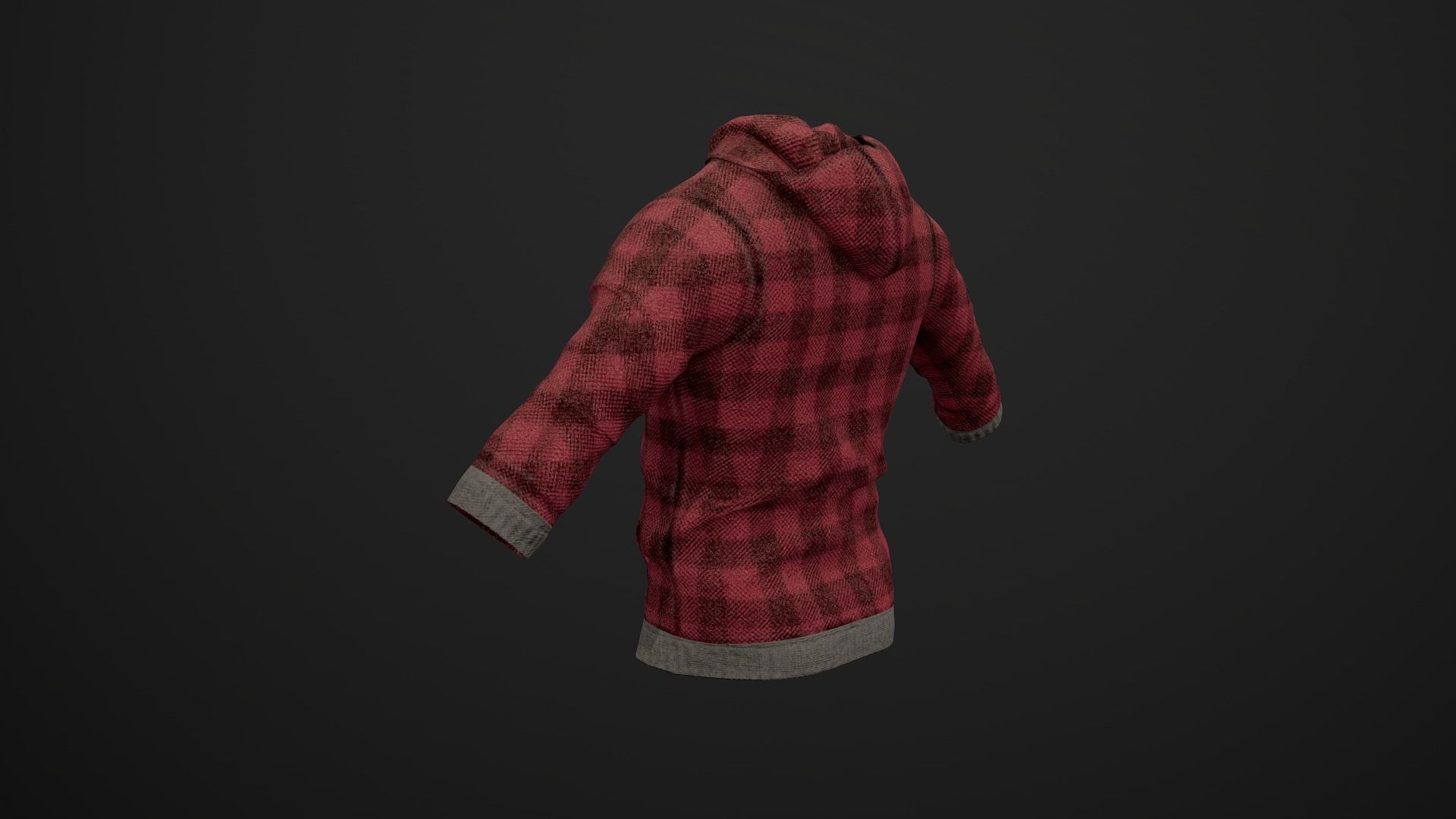 Sweatshirt PBR GameReady plaid hoodie Low-poly 3D model_4