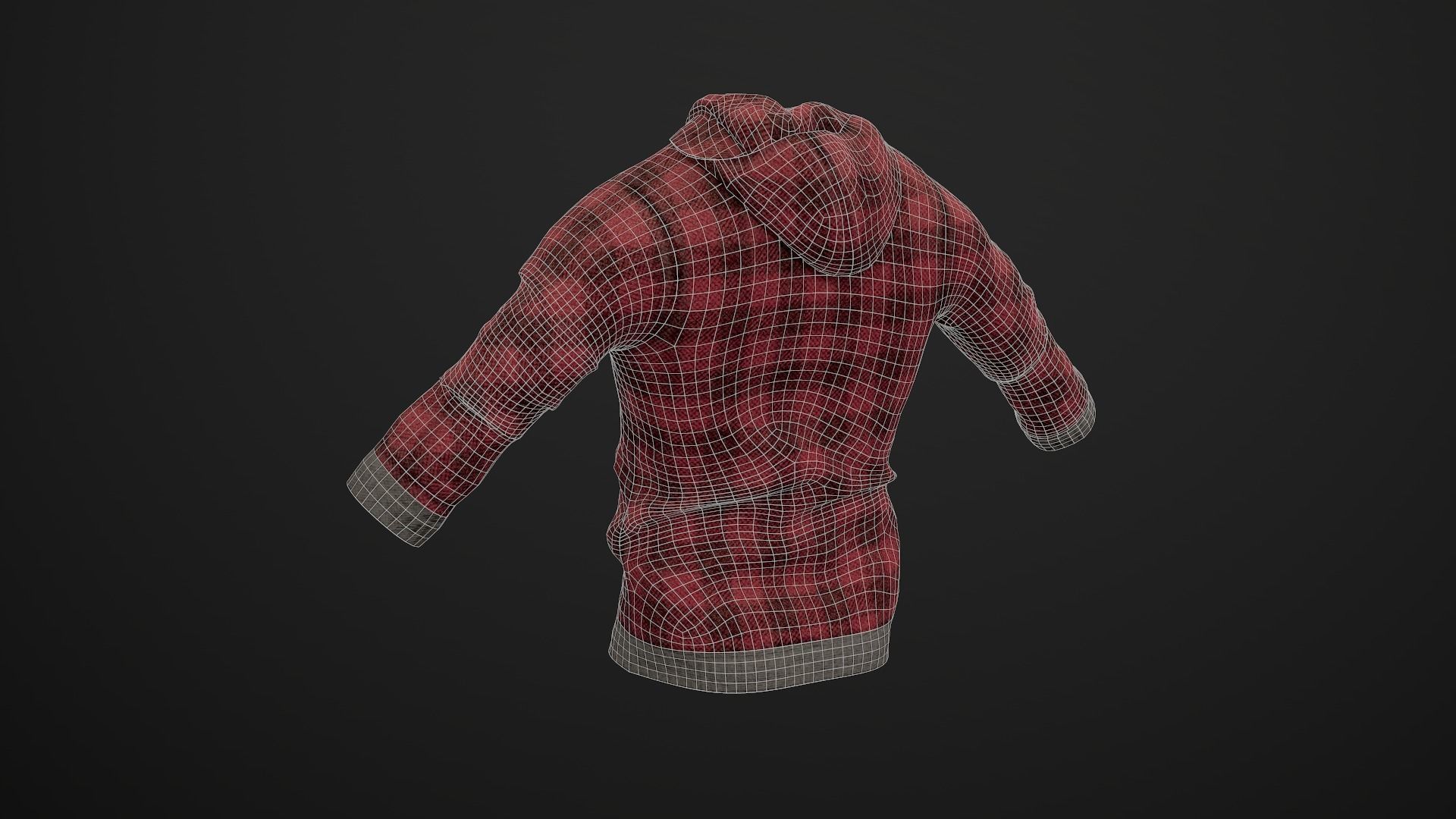 Sweatshirt PBR GameReady plaid hoodie Low-poly 3D model_12