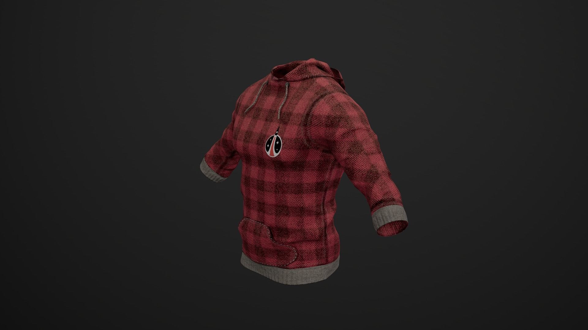 Sweatshirt PBR GameReady plaid hoodie Low-poly 3D model_5