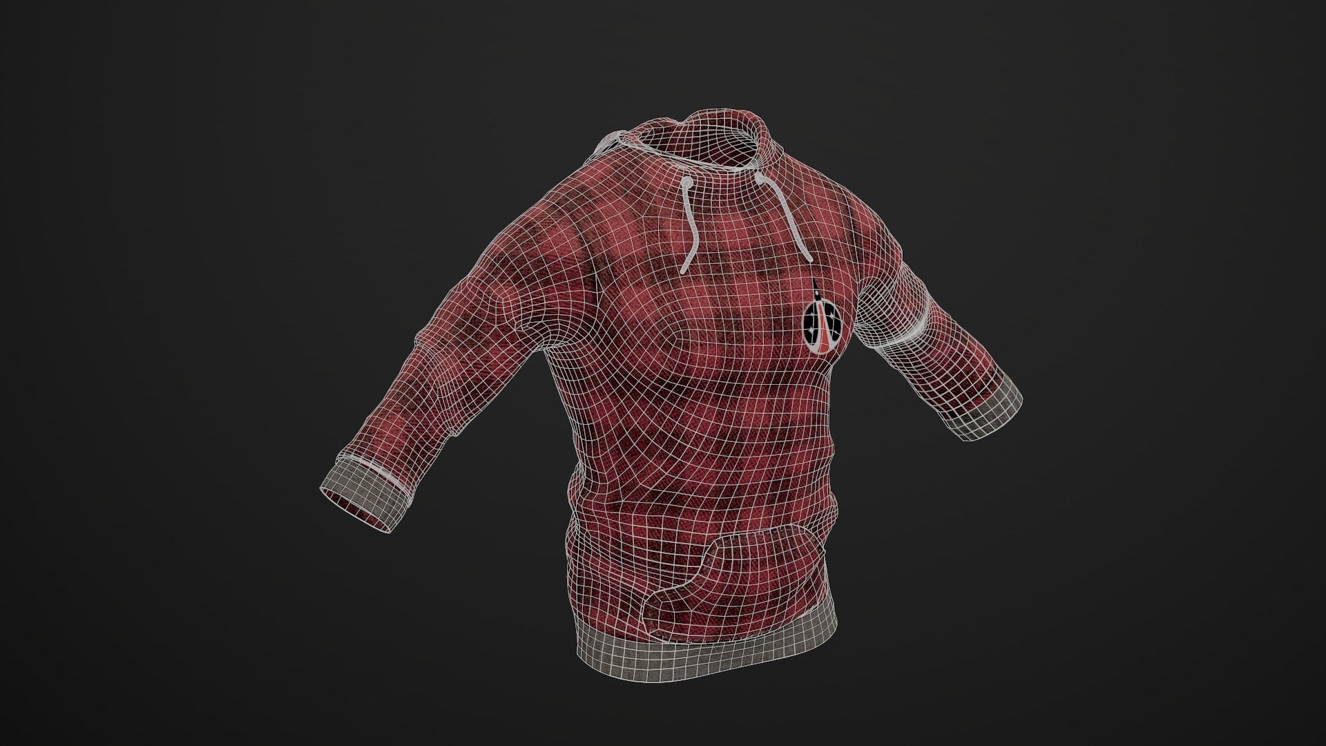 Sweatshirt PBR GameReady plaid hoodie Low-poly 3D model_11