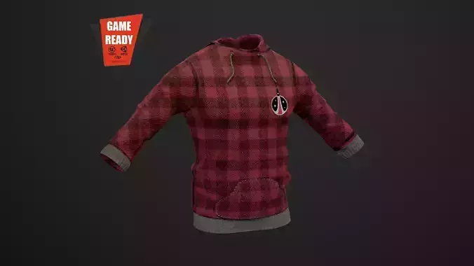 Sweatshirt PBR GameReady plaid hoodie Low-poly 3D model