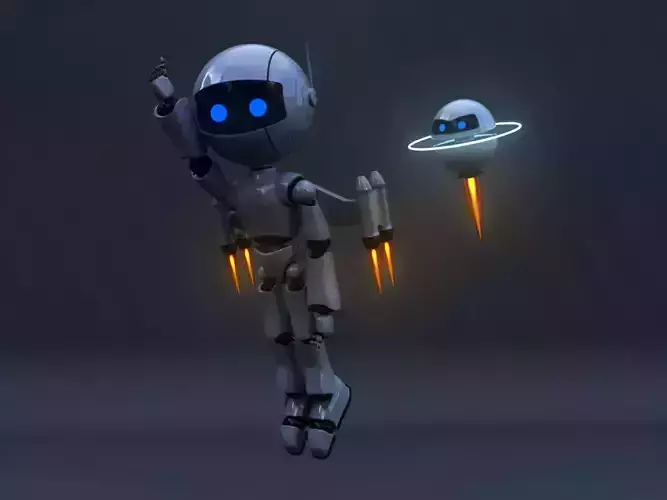 Full Rigged Jetpack Robot 3D model