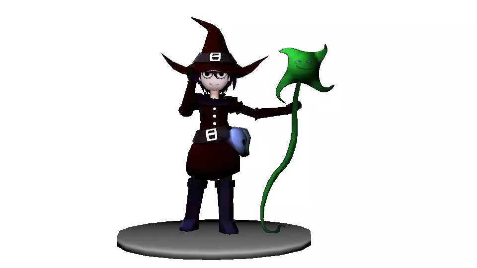Low Poly Witch holding monster Free 3D model