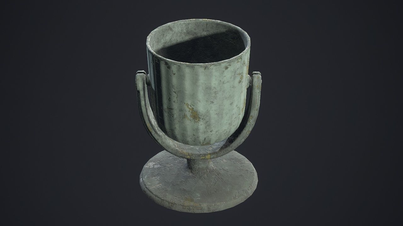 Garbage can Low-poly 3D model_3