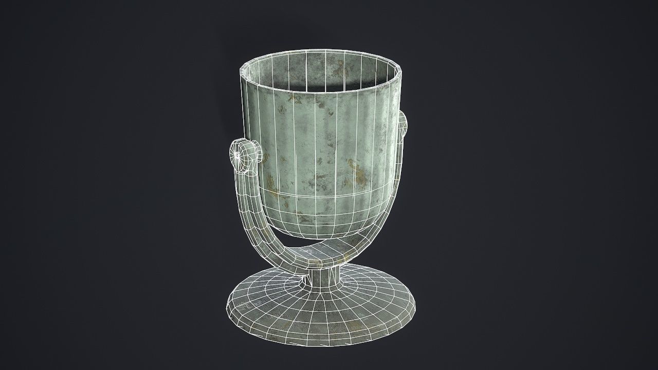 Garbage can Low-poly 3D model_4