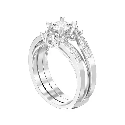 Round split shank engagement diamond ring