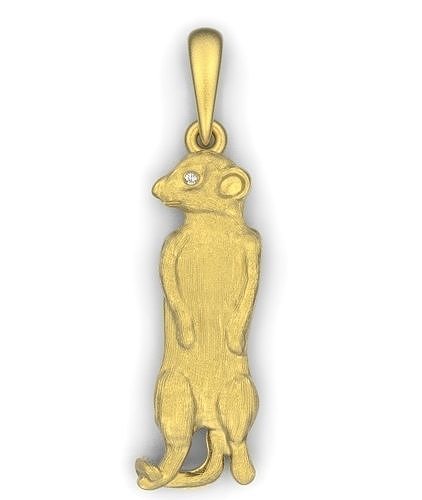 Meerkat animal pendant gold 3D print model