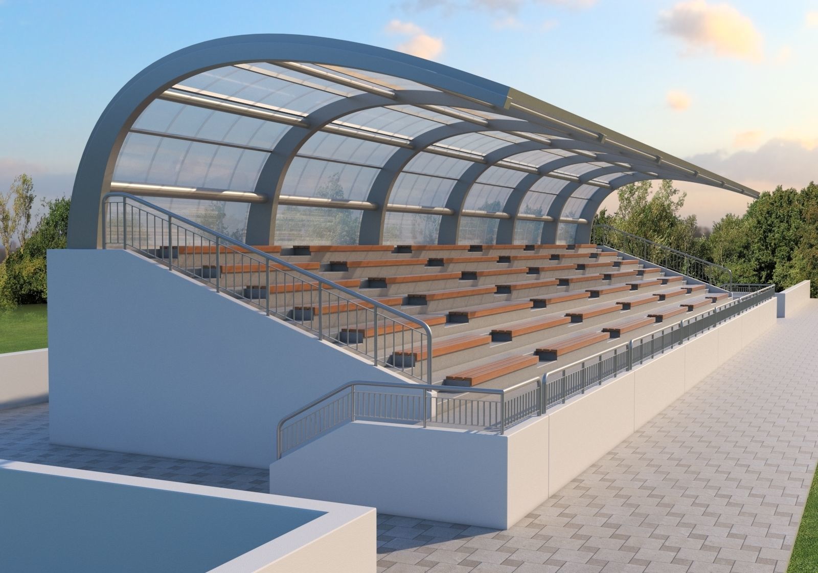 Tribune For Sport Areas With Canopy 3D model_1