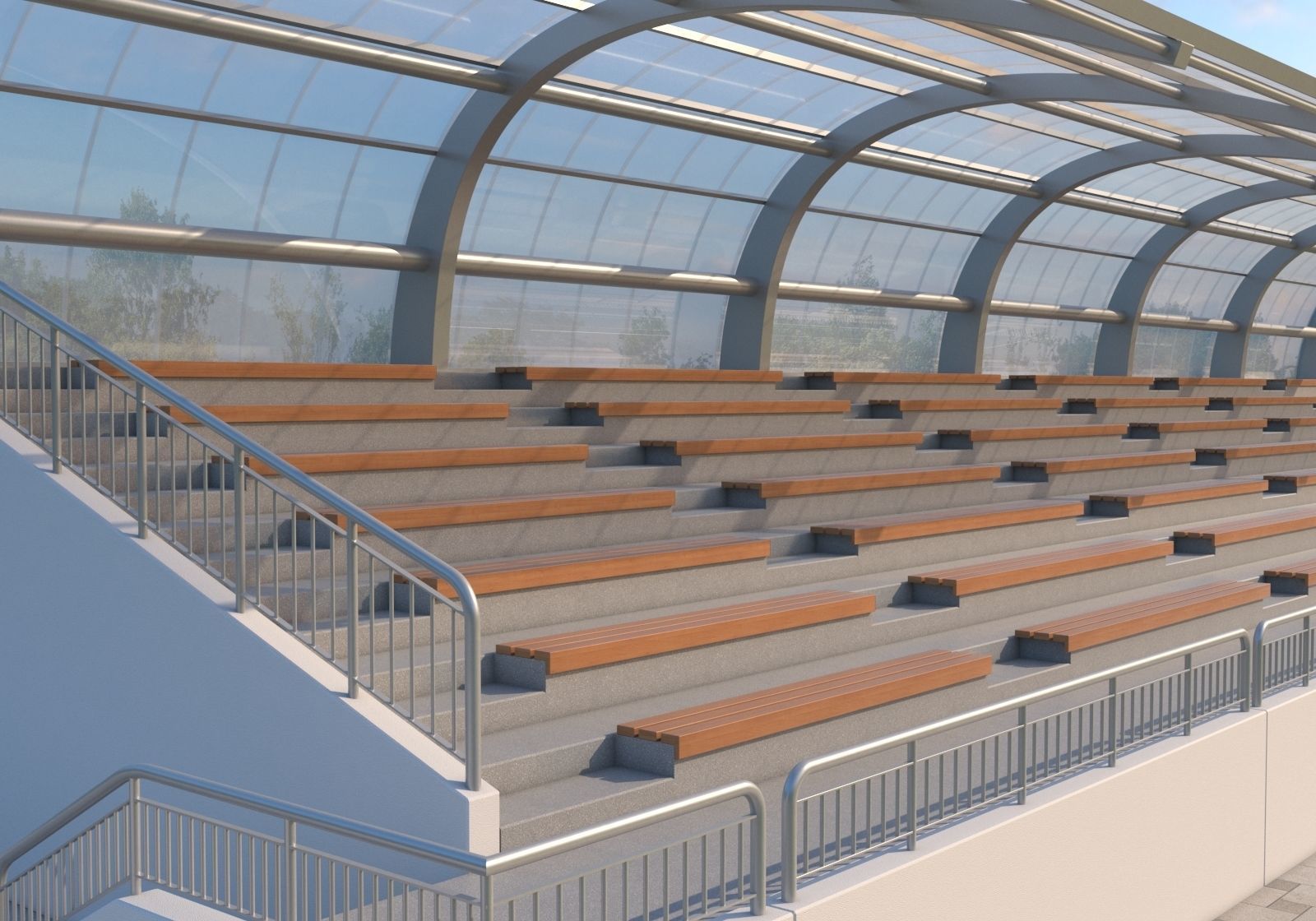Tribune For Sport Areas With Canopy 3D model_3
