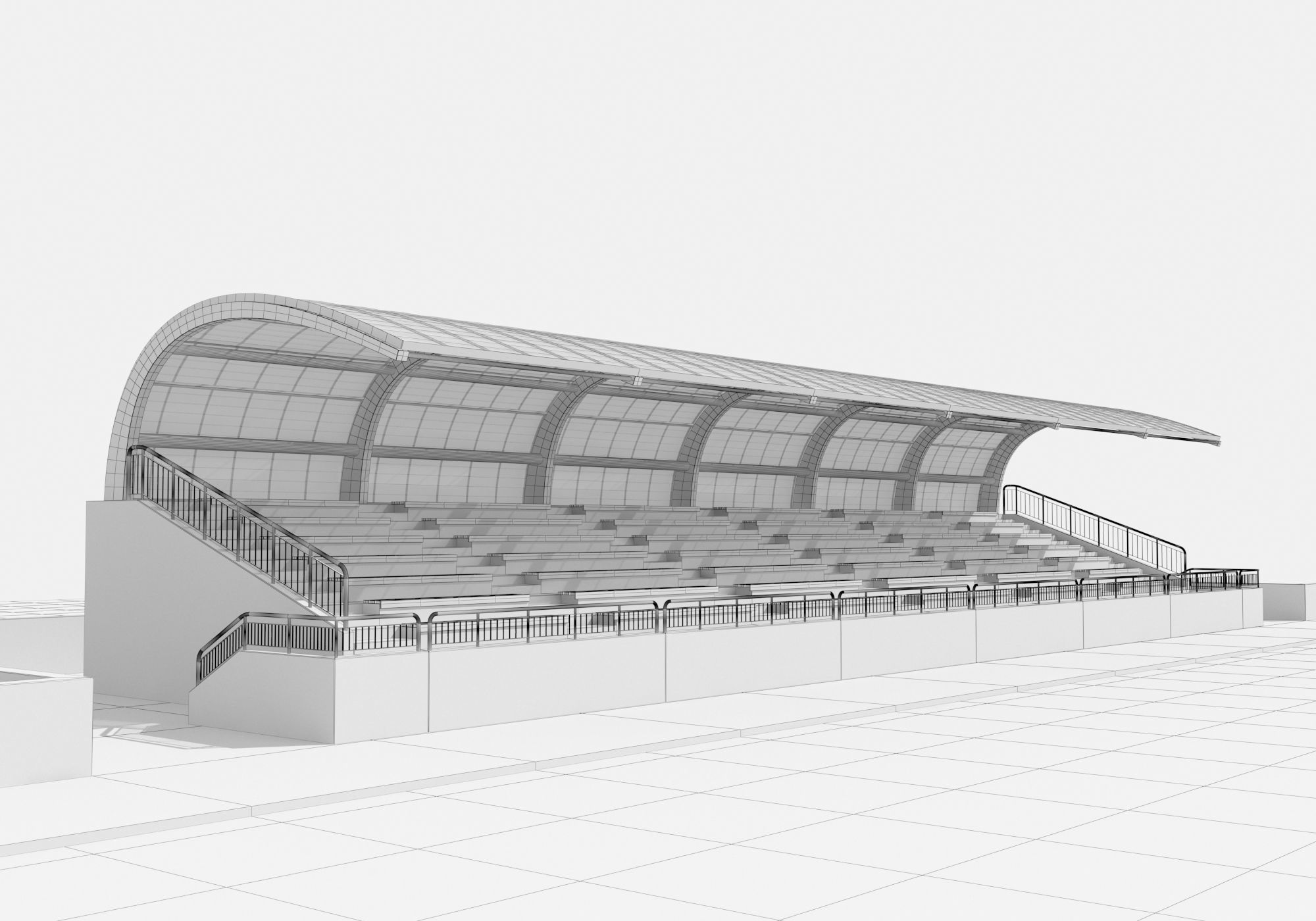 Tribune For Sport Areas With Canopy 3D model_10