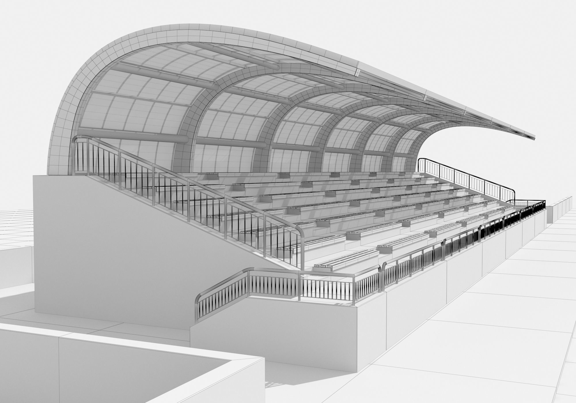 Tribune For Sport Areas With Canopy 3D model_11