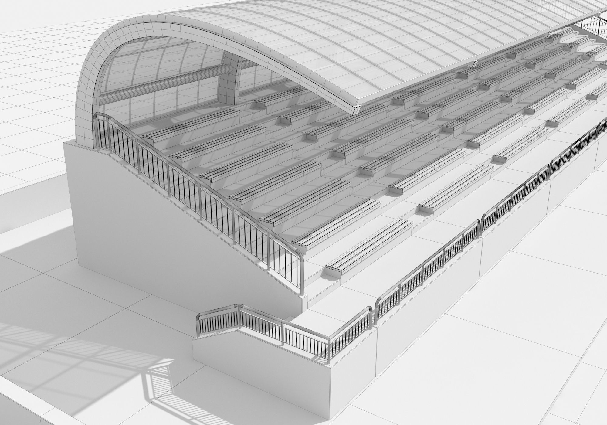 Tribune For Sport Areas With Canopy 3D model_12