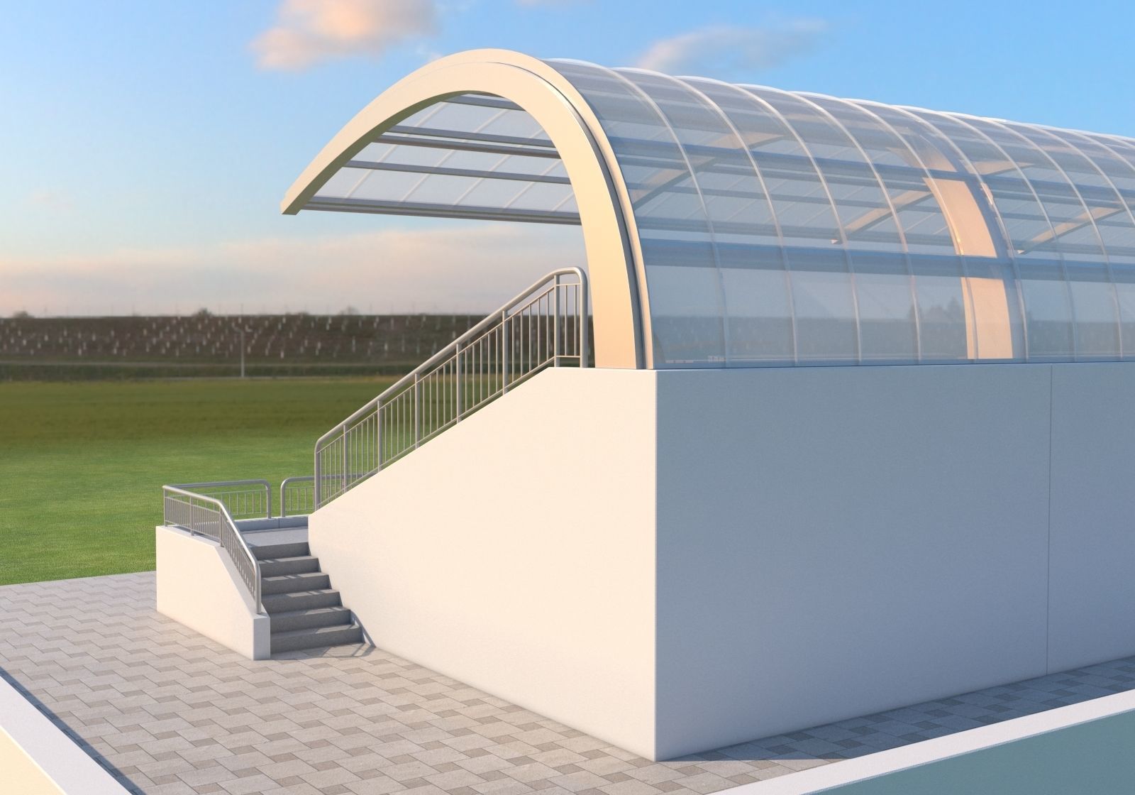 Tribune For Sport Areas With Canopy 3D model_6