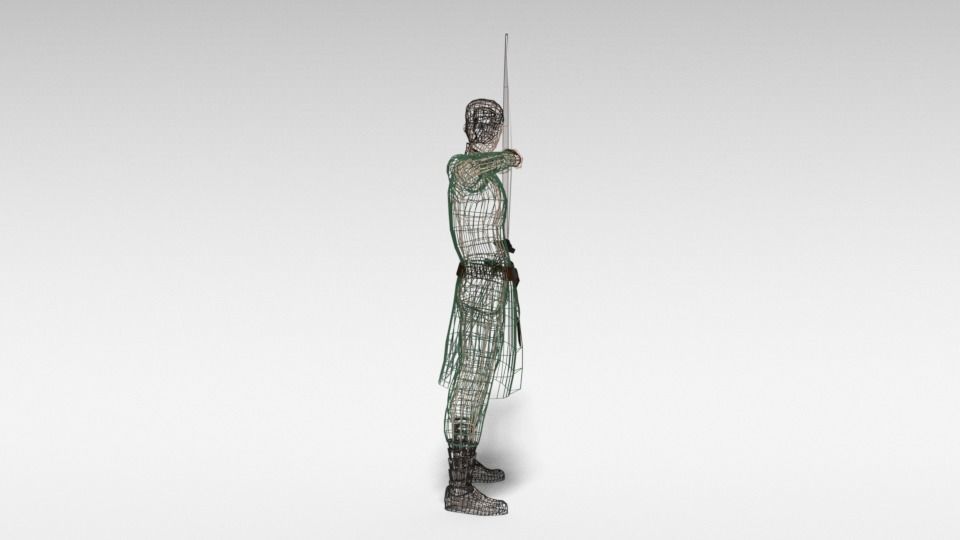 Low Poly Archer man holding sword Low-poly 3D model_13