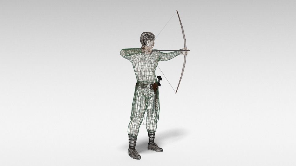 Low Poly Archer man holding sword Low-poly 3D model_12