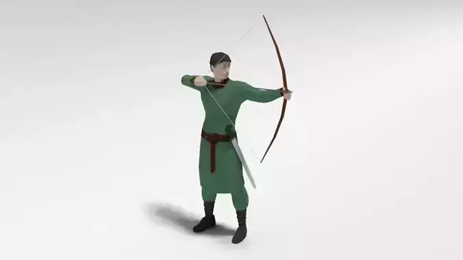 Low Poly Archer man holding sword