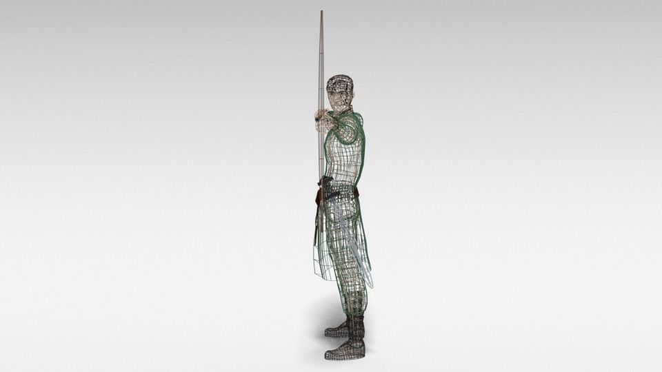 Low Poly Archer man holding sword Low-poly 3D model_10