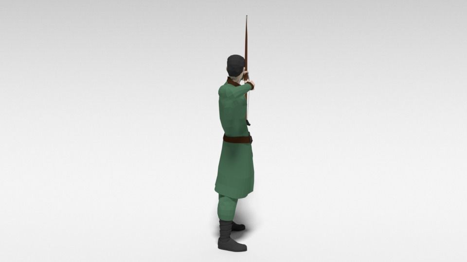 Low Poly Archer man holding sword Low-poly 3D model_4