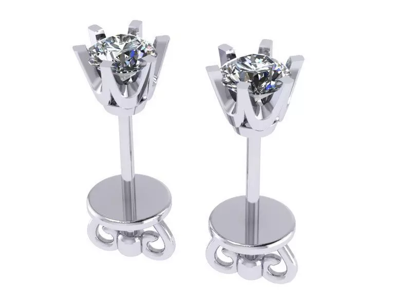Diamond earrings studs 3D print model