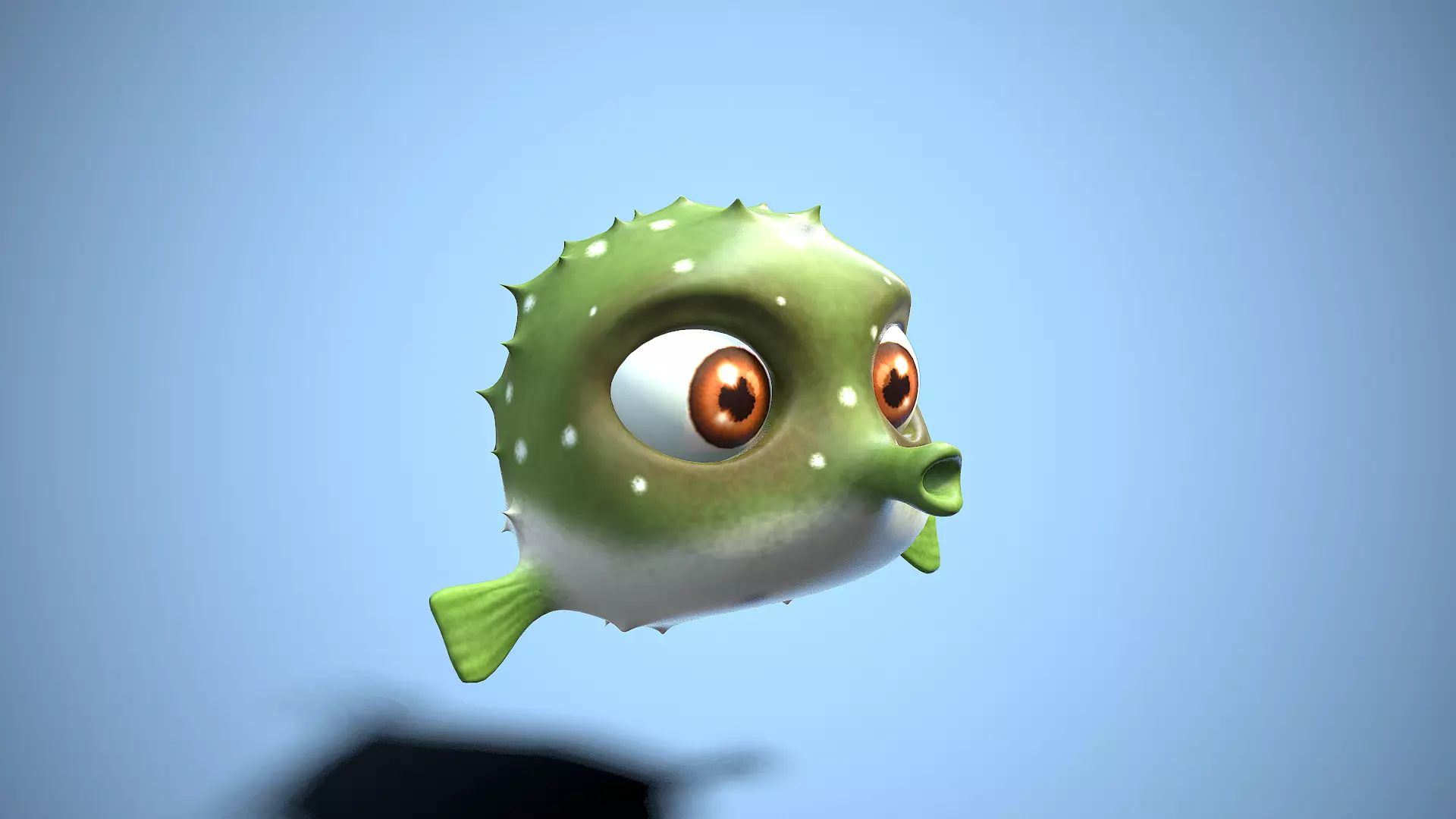 cartoon fugu fish Low-poly 3D model