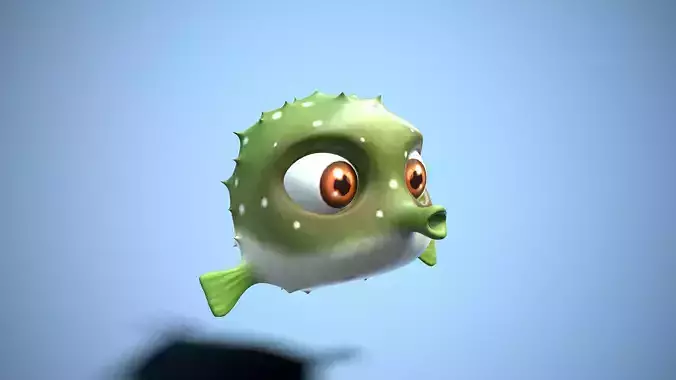 cartoon fugu fish Low-poly 3D model