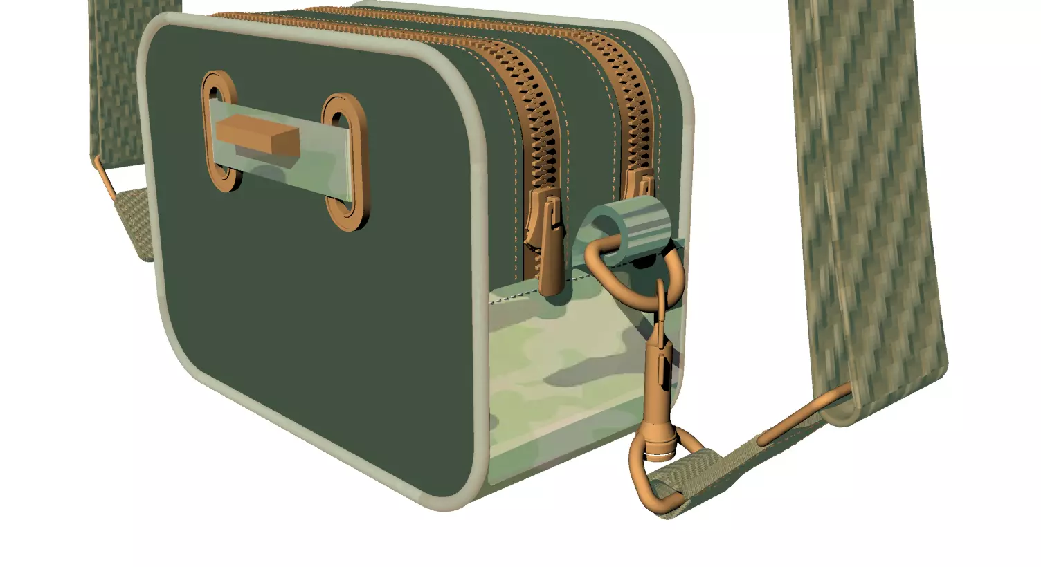 Khaki camouflage mini cross-body bag Low-poly 3D model_0