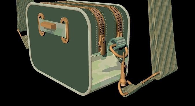 Khaki camouflage mini cross-body bag Low-poly 3D model