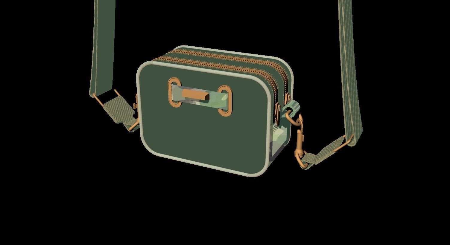 Khaki camouflage mini cross-body bag Low-poly 3D model_1