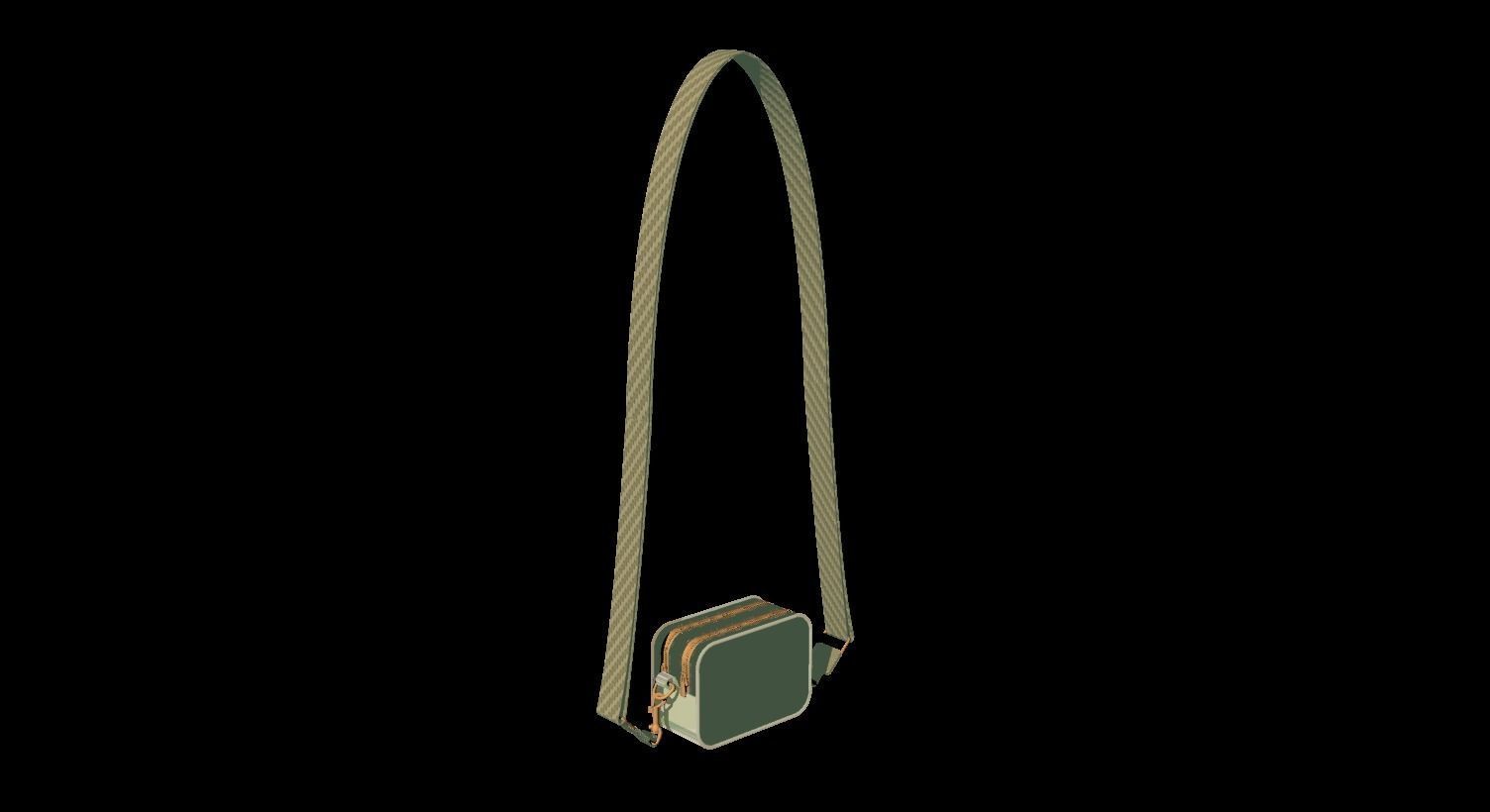 Khaki camouflage mini cross-body bag Low-poly 3D model_4
