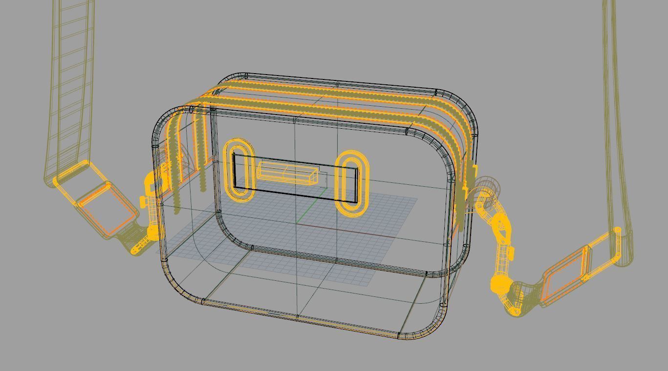 Khaki camouflage mini cross-body bag Low-poly 3D model_5