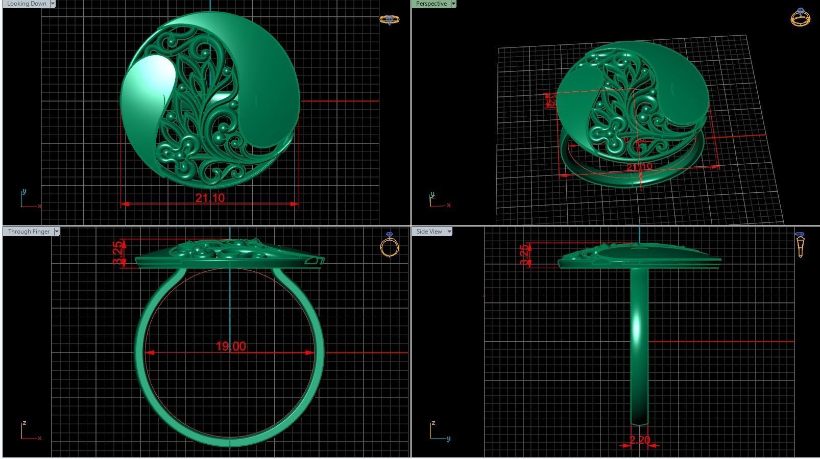 Ring with a pattern without stones 3D print model_4