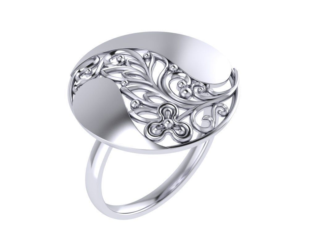 Ring with a pattern without stones 3D print model_1