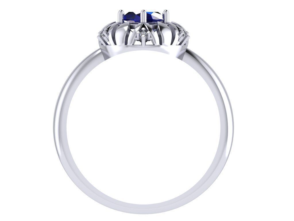Ring with diamond oval 3D print model_2
