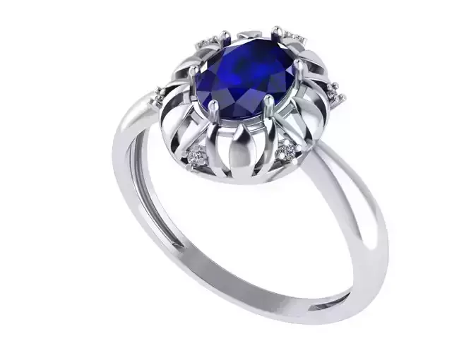 Ring with diamond oval  3D print model