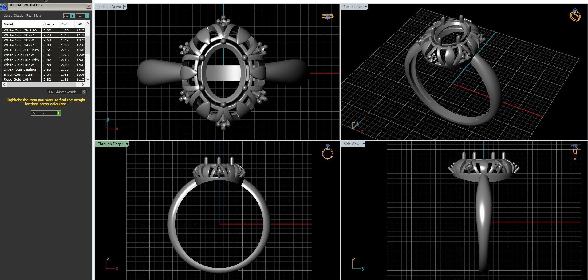 Ring with diamond oval 3D print model_6