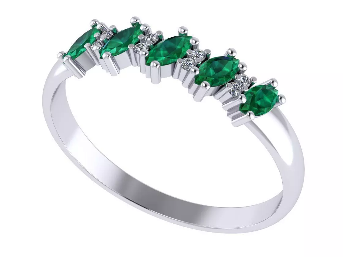Diamond ring with marquise  3D print model_0