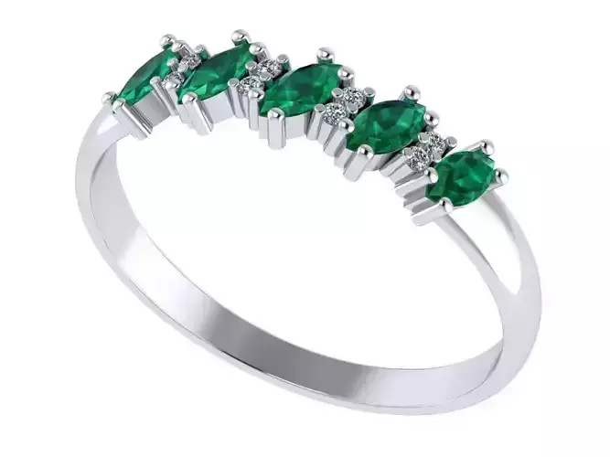 Diamond ring with marquise  3D print model