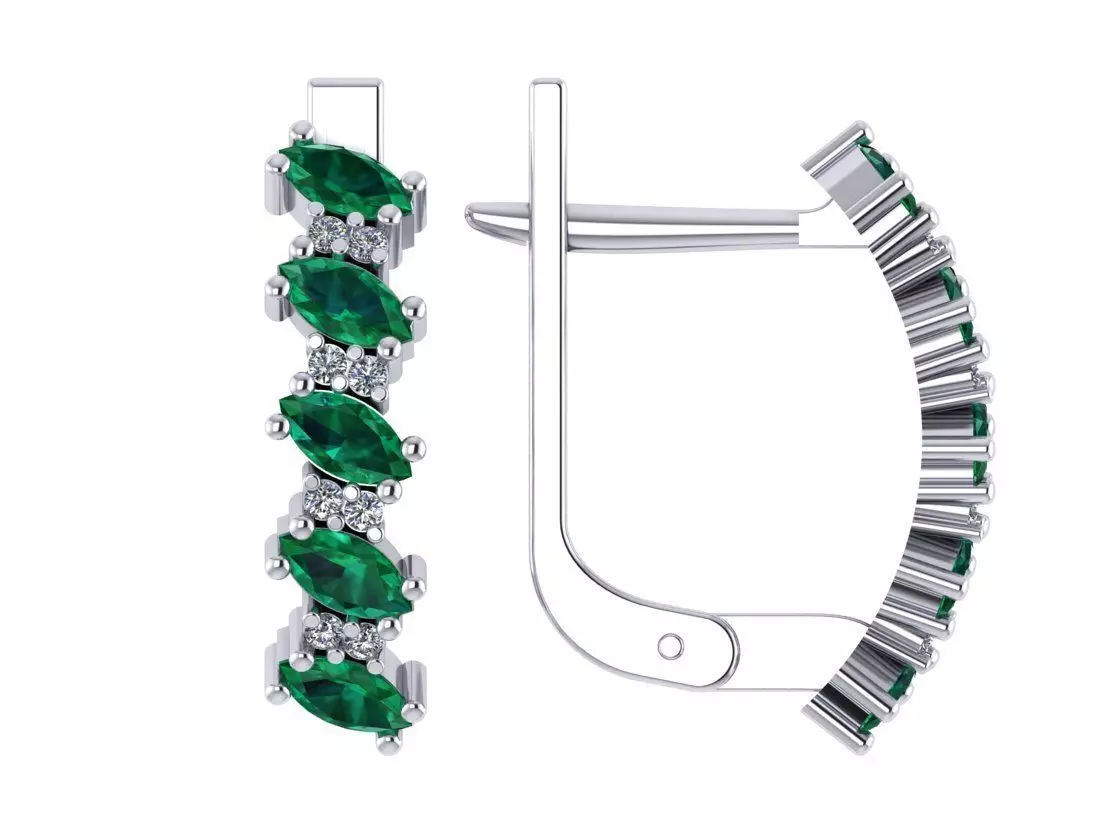 Classic diamond earrings with marquises 3D print model