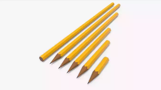 Pencils various sizes 3D model
