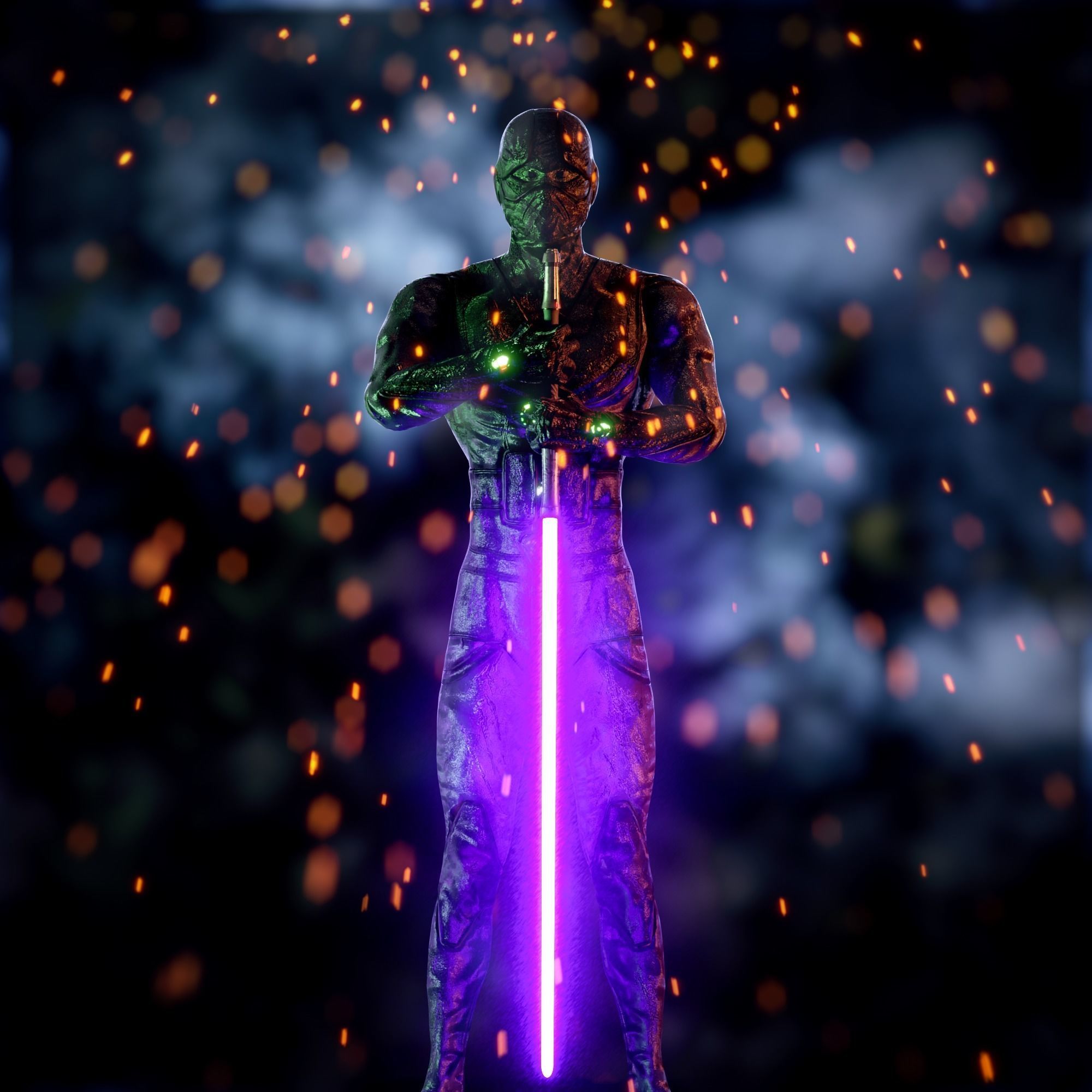 Lightsaber light saber Low-poly 3D model_1