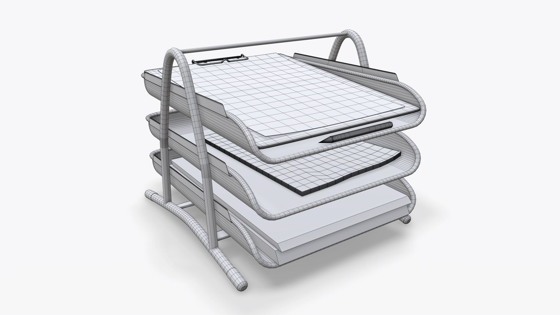 Paper mesh horizontal holder 02 3D model_5