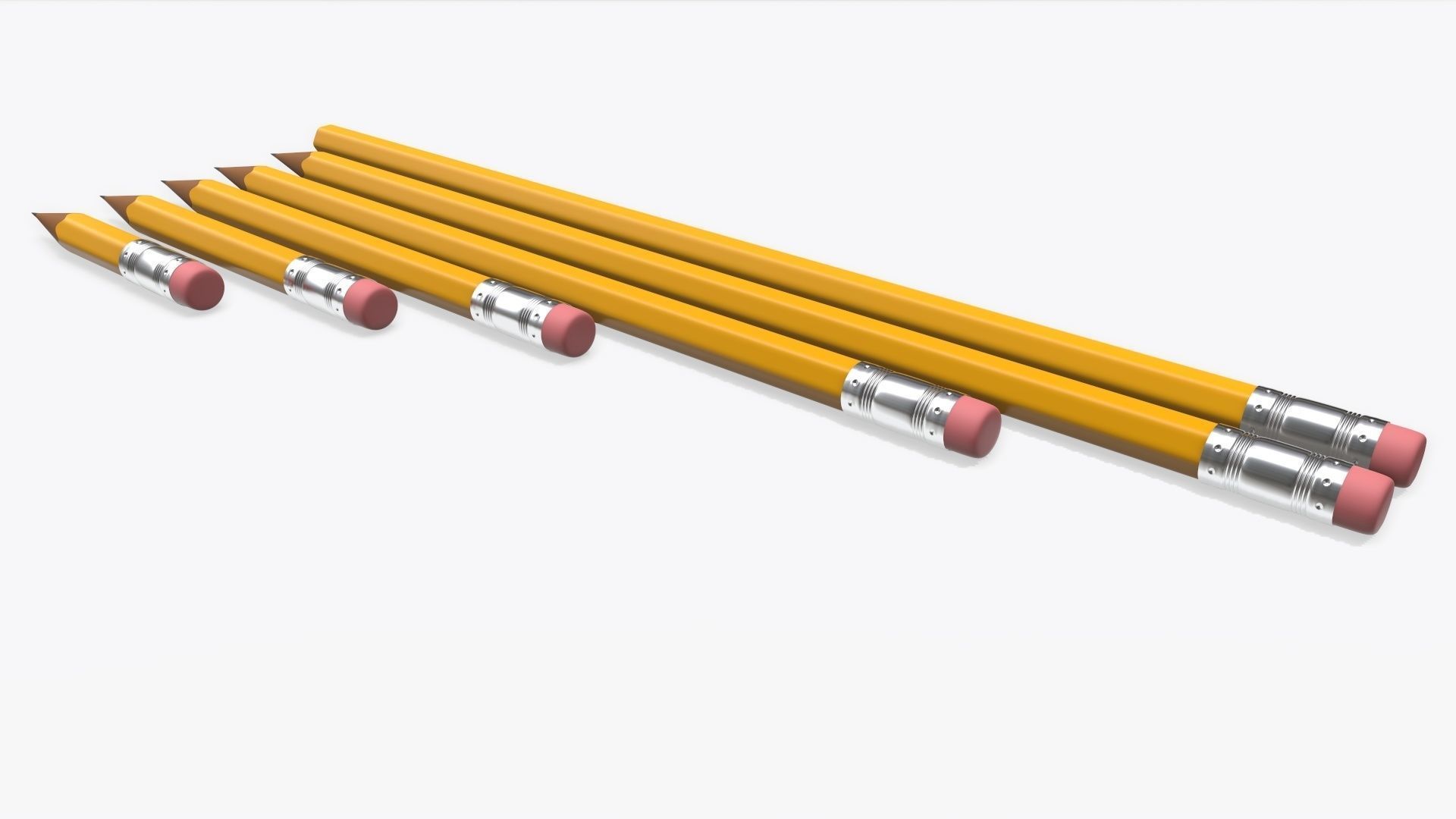 Pencils with rubber various sizes 3D model_3