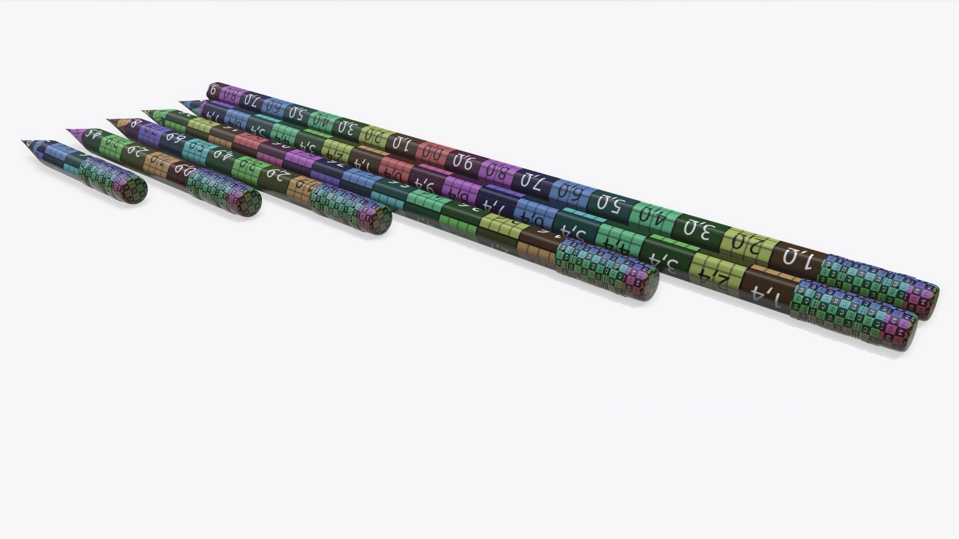 Pencils with rubber various sizes 3D model_13
