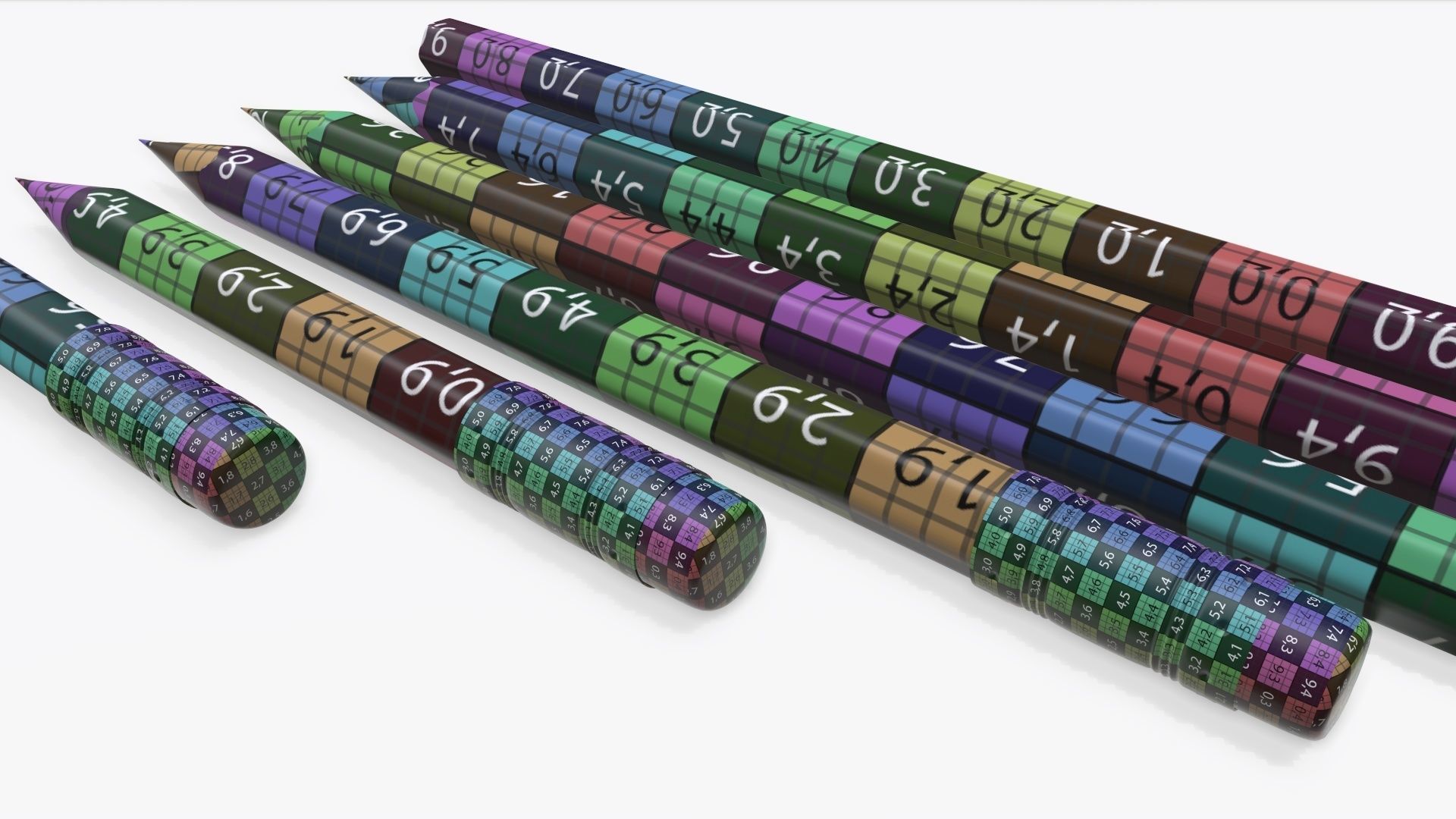 Pencils with rubber various sizes 3D model_12