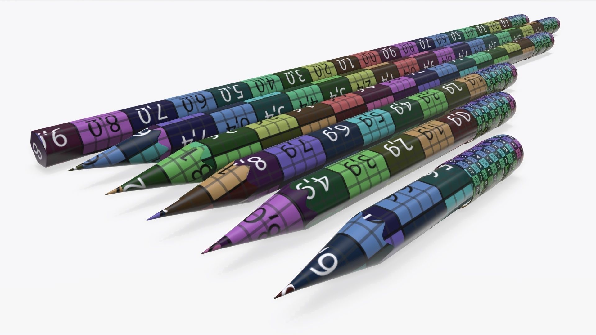 Pencils with rubber various sizes 3D model_14