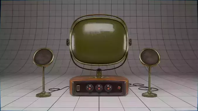 Vintage-looking stylized TV set High-Poly 3D model