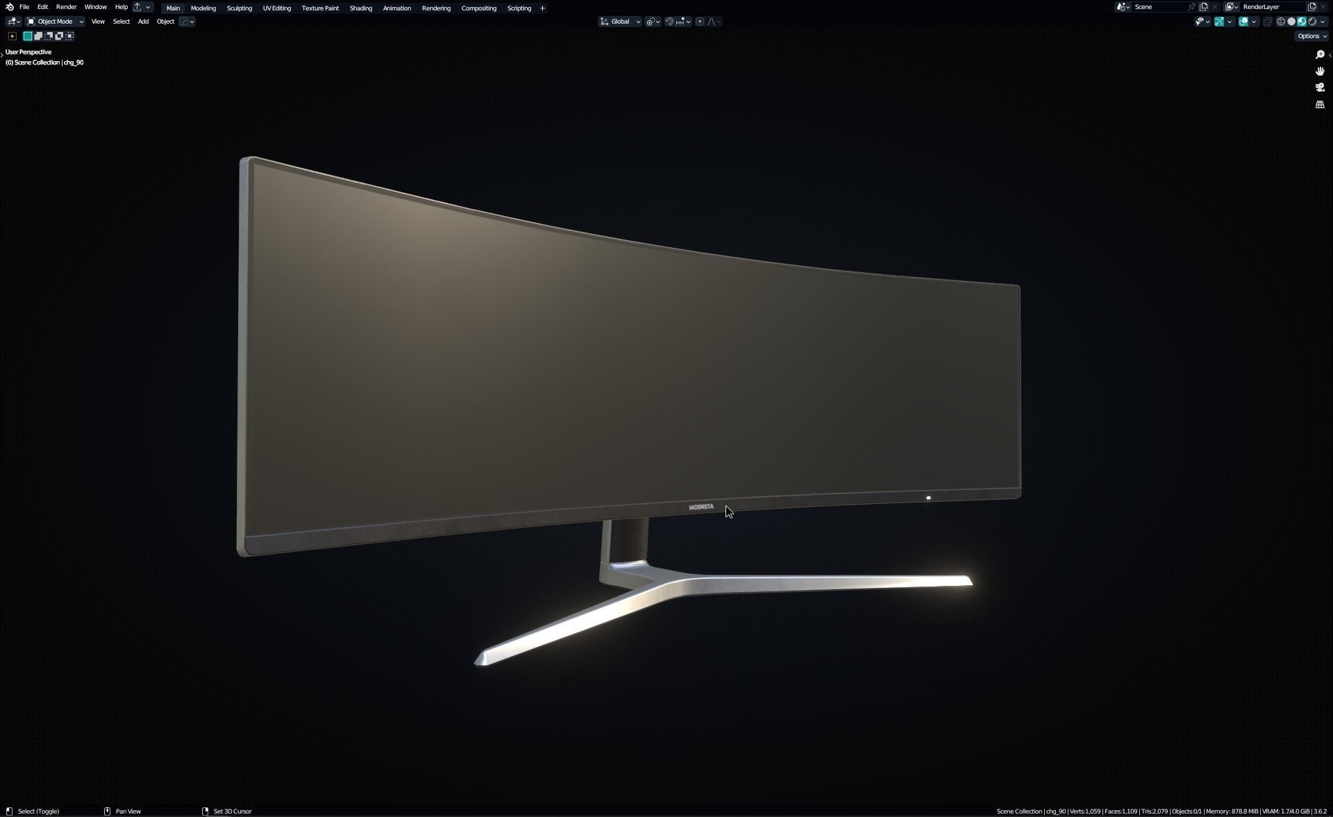 Samsung 49 Inch CHG90 QLED Gaming Monitor  Low-poly 3D model_12