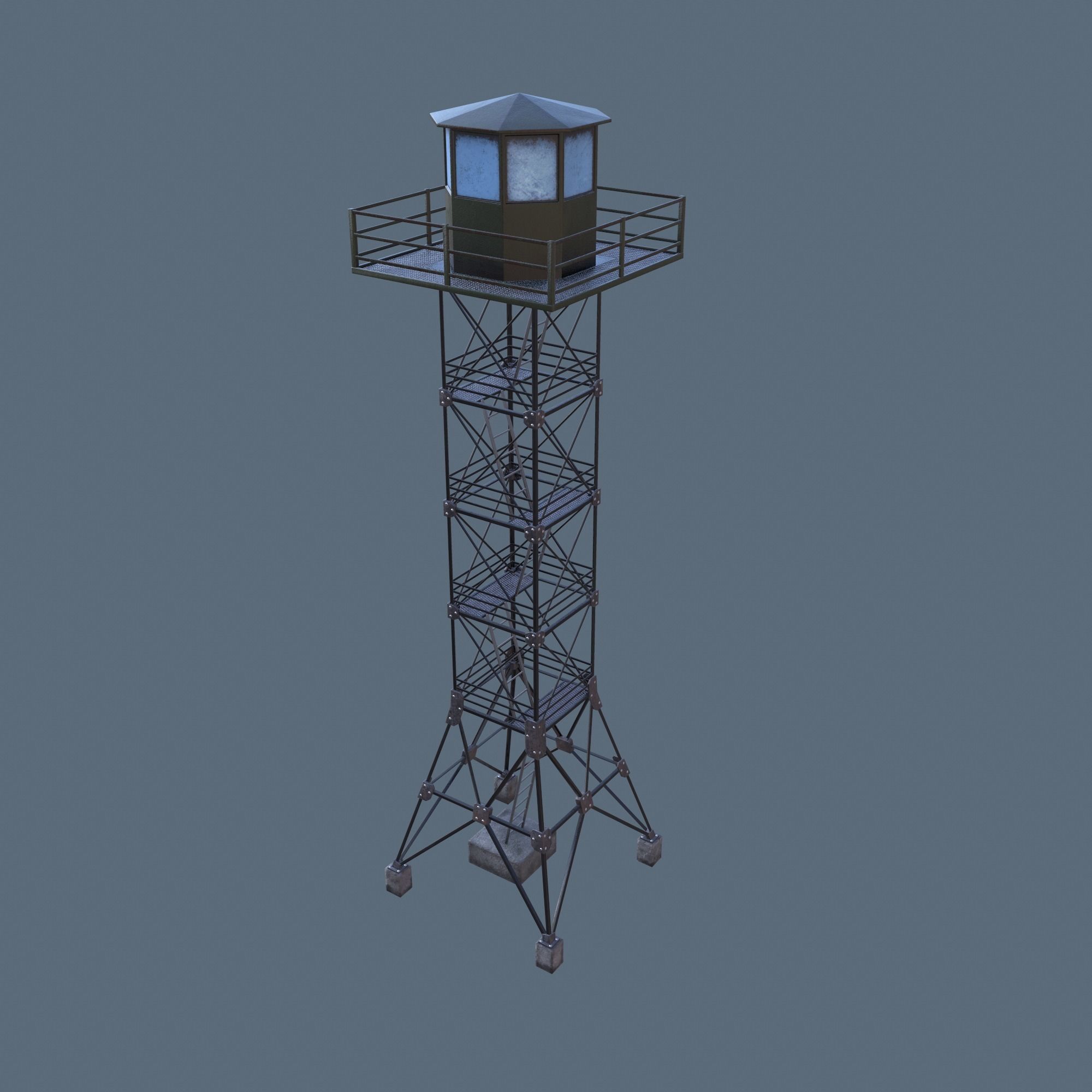 Border Tower Low Poly Low-poly 3D model_3